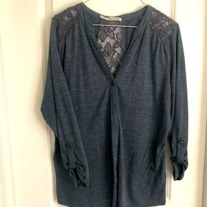 Maurice’s Purple-Gray Button-Up with Lace Back